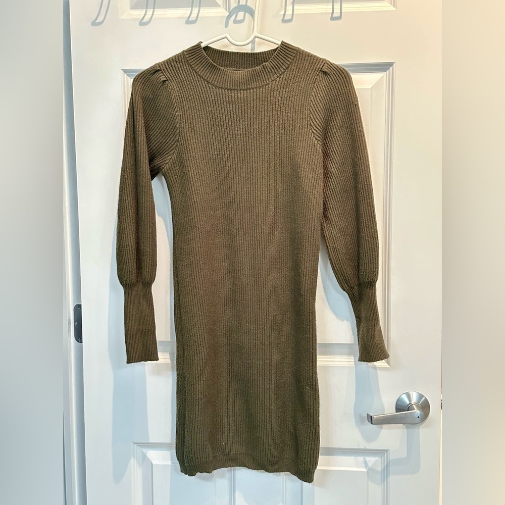 Lulu's Olive Long Sleeve Sweater Dress